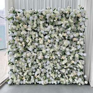 HI-FW008 en gros fleurs artificielles enroulées toile de fond murale 8ft X 8ft 5d fleurs murales décoration de toile de fond de fleurs de mariage - Product Image 1