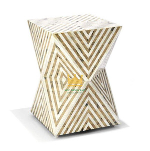 Table basse au design moderne avec incrustations de nacre, mosaïque de coquillages naturels, tabouret Kinghandicraft MOP CT132 pour salon - Product Image 1