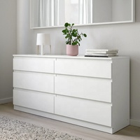 Commode de meubles de chambre à coucher directe d'usine en bois simple avec ensembles de chambre à coucher à 6 tiroirs panneau contemporain YIFAN MDF blanc, noir