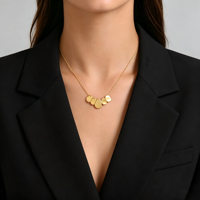 Collier pour femme de style français plaqué or 18 carats, avec disque rond irrégulier et chaîne serpent, poli, minimaliste, élégant, cadeau de bijoux