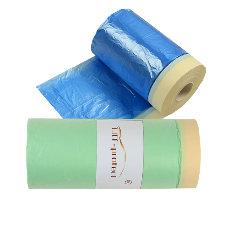 Wholesale PE Protective Tape Crepe Paper Car Painting Plastic Masking Film Automotive Paint Masking Film