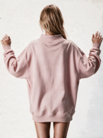 Sweat-shirt à col montant pour femme avec logo brodé personnalisé, longueur allongée, tenue décontractée printemps-automne