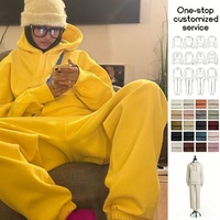 Fabricants de vêtements : Ensemble de survêtement deux pièces surdimensionné personnalisé pour femme – Sweat à capuche en molleton doux et pantalon de jogging à jambes larges