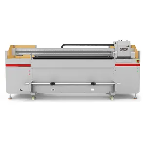 I3200 Printer UV Hybrid 1.9m Uv CMYK dengan pernis emas V cetakan artistik Flatbed UV dan Roll ke Roll Printer