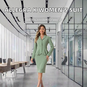Allegra K 2-Teiliges Anzug-<span class=keywords><strong>Set</strong></span> für Damen <span class=keywords><strong>Blazer</strong></span> Bleistiftrock Formelle Büro-Geschäfts-Casual-Outfits Großes Erbsengrün 100% - Product Image 3