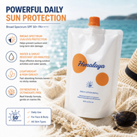 Crème solaire minérale végétalienne en sachet rechargeable, marque privée, protection solaire 50, résistante à l'eau, pour le visage et le corps, sans danger pour les récifs coralliens