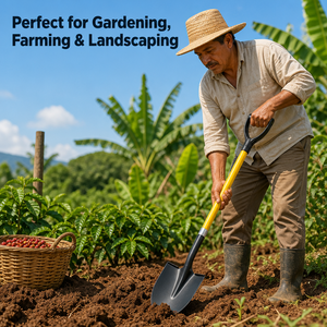 Bêche à pointe ronde avec manche en fibre de verre, poignée en D, lame en acier, bêche de terrassement pour la construction et le jardinage, vente en gros - Product Image 5