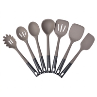 Ensemble de 7 ustensiles de cuisine en silicone avec cœur en acier inoxydable, manche en ABS imitation bois, résistants à la chaleur, antiadhésifs
