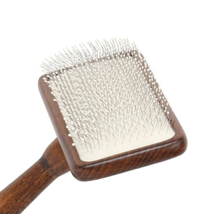 थोक भूरे रंग की लकड़ी की बिल्ली पिन बाल ब्रश कुत्ते कुत्ते पालतू जानवर चिपचिपा के साथ चिपचिपा ब्रश - Product Image 4