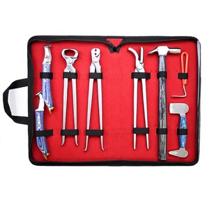 8Pcs Stainless Steel Farrier <b>Tools</b> Set Horse Hoof <b>Trimming</b> Kit Hoof Nippers Rasp Knife Hammer Horseshoe Care Grooming Veterinary - Product Image 1