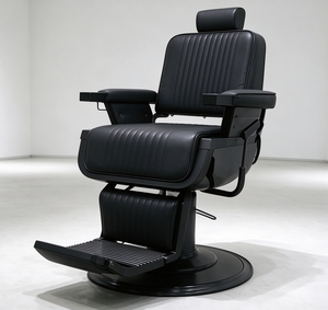 Nuova Poltrona da Barbiere Completamente Nera, Idraulica e Reclinabile, Arredamento per Salone, per Taglio Capelli e Rasatura - Product Image 5