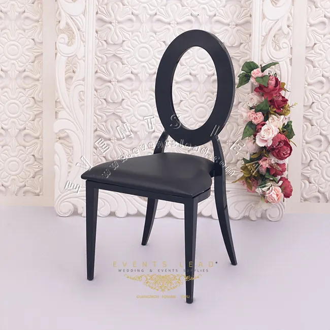 Nuevo artículo, silla de boda de terciopelo negro de metal, muebles para eventos