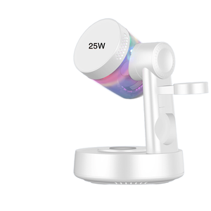 Base de Carga Inalámbrica Magnética <span class=keywords><strong>5</strong></span> en 1 de 25W con Puerto Tipo-C para Reloj, Auriculares y Altavoz con Luces RGB - Product Image 4