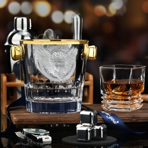 Seau à glace élégant de haute qualité seau à glace rond en verre transparent cristal seau à glace à jante en or de luxe pour discothèque Pary <span class=keywords><strong>Bar</strong></span> Champagne - Product Image 4