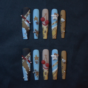 Uñas Postizas Cuadradas de Lujo con Flores 3D y Diamantes de Imitación, Uñas Postizas Largas y Elegantes Hechas a Mano, Puntas de Uñas de ABS - Product Image 1