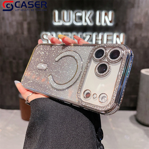 Ốp điện thoại iPhone 11 Pro Max, 17 Pro Max, 16, 15 mạ điện trong suốt, đính kim cương toàn phần, lấp lánh, chuyển màu, hỗ trợ sạc không dây cao cấp - Product Image 5