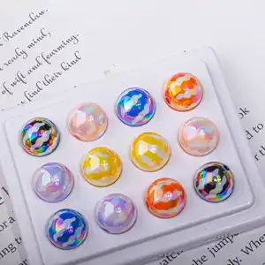 Acrylic Rainbow Plated Color Round UV Electroplated DIY Jewelry Beads for Bracelet Mobile Phone Chain Car Hanging