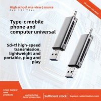 Lecteur de cartes SD/TF USB 3.0 Type C haute vitesse en alliage d'aluminium pour téléphone portable, ordinateur, appareil photo et drone - En stock