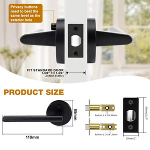 Zink legierung 60/70mm Backset Rohr griff Türschloss Schnell verschluss Matt Schwarz Hotel Türschloss Griffs atz - Product Image 3