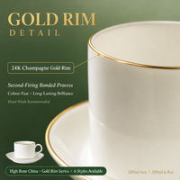 Ensemble tasse à café et soucoupe en porcelaine fine de style britannique européen avec bord doré, certifié FDA et CE, en stock, MOQ 96