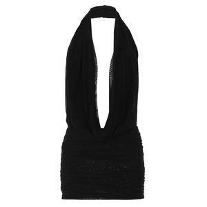 ชุดเซ็ต 2 ชิ้นสำหรับผู้หญิง ผ้าตาข่ายซีทรู คอแบบผูก ชุดเดรสจับจีบ พร้อมกระโปรงตาข่ายยาว แฟชั่น - Product Image 5