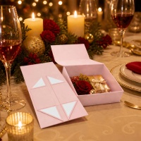 Boîte cadeau magnétique pliable rose, emballage plat de luxe pour mariage, cosmétiques, boîte personnalisée avec logo