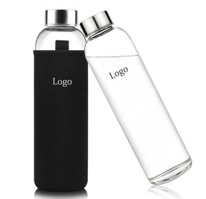 Bouteille d'eau en verre borosilicate transparent de haute qualité, logo personnalisé, bouteilles d'eau portables en gros - Product Image 1
