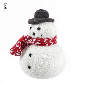 عيد الميلاد-كوب ثلج أبيض مع قبعة وشاح وسادة قطيفة ناعمة للغاية للأريكة المنزلية