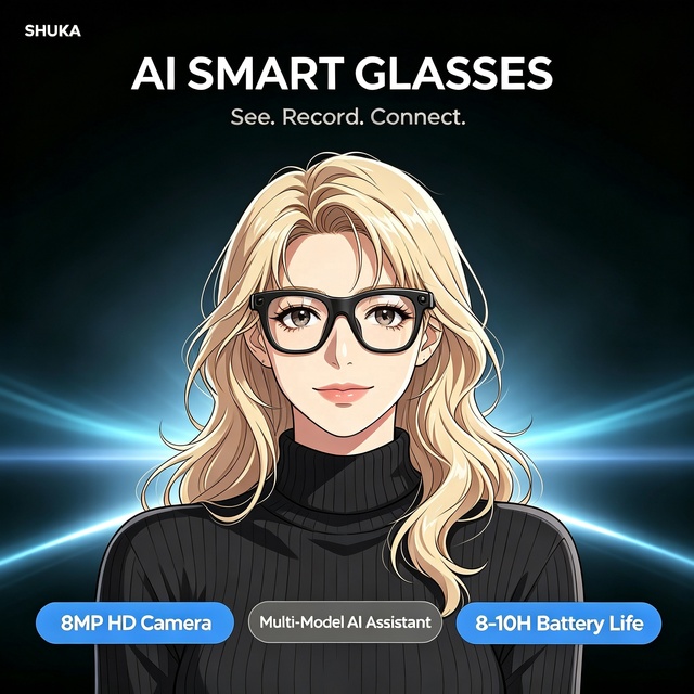 Premium AI Smart Glasses 2026 Top Selling Photo Translation 290mAh Battery AI Voice Assistant Open Ear Audio Smart Wearable Tech