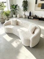 Canapé double inclinable en tissu couleur crème, compressé sous vide, en forme d'arc, garni d'éponge, minimaliste, deux places pour petits espaces