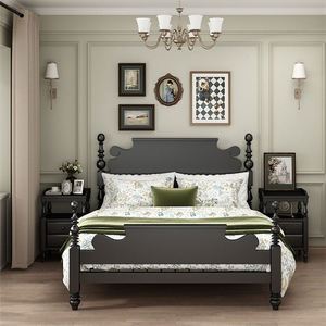 เตียงไม้เนื้อแข็งสไตล์อเมริกันลายทางแนวตั้ง ปรับแต่งได้ - Product Image 2