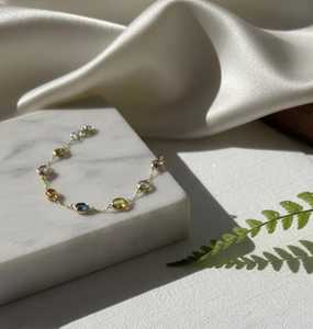 14KT Gold Rose Cut Rainbow Serenity Multi sapphire <b>Bracelet</b> - Product Image 2