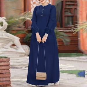 R-552 Elegante Abaya Musulmana Taglie Forti Vestito Casual in Denim a Maniche Lunghe con Stile Hijab XXL dal Medio Oriente - Product Image 1