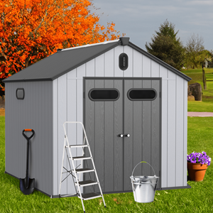 <span class=keywords><strong>Cobertizo</strong></span> de Almacenamiento de <span class=keywords><strong>Resina</strong></span> Plástica de Alto Nivel XWT013 de 8*10 pies, Casa de Herramientas para Exteriores Fácil de Montar para Patio y Jardín con Piso - Product Image 3