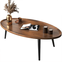 Table basse familiale simple et moderne de style nordique, type familial, plusieurs petites tables à côté du canapé, table basse ronde