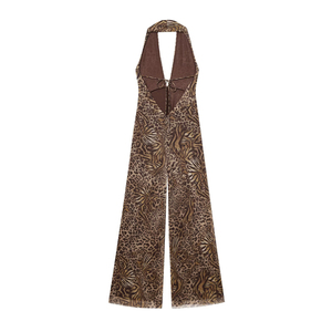 SHENZHU Nouvelle collection été 2025 – <span class=keywords><strong>Combinaison</strong></span> <span class=keywords><strong>femme</strong></span> élégante à imprimé animal en maille de soie avec col licou 5039147 - Product Image 2