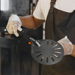 Pizza Shovel 6 Inch Round Perforated Anodized Aluminum Non Slip For Oven Baking And Transfer Home Use - Product Image 1