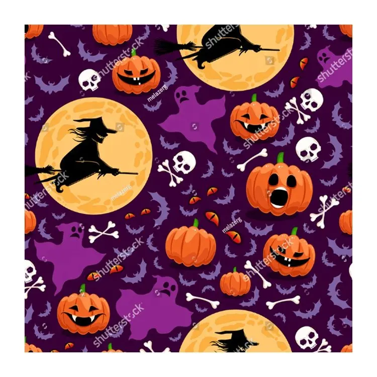 Custom Printed Halloween Fabric Eco-friendly Custom Design No MOQ 100%cotton Poplin Fabric 100% Cotton Bed Sheets /dress COMBED