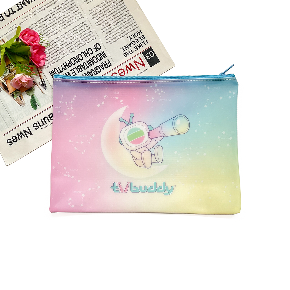 A4 Transparent PP File Bag Cute Cartoon Pen Bag Mesh Zipper Bag