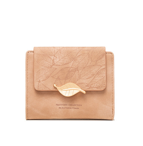 Cartera Corta para Mujer, Estilo Europeo y Americano, Retro, de PU Esmerilado, con Hebilla de Hoja Metálica, Cierre de Cremallera, Plegable, Tarjetero - Product Image 4