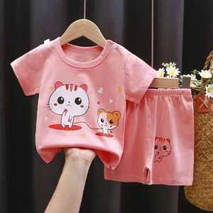 Nouvel ensemble de vêtements pour enfants, costume d'été pour bébé garçon, t-shirt à motif floral, short, 2 pièces en coton - Product Image 1