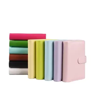Groothandel zwart roze mini notebook-Voorraad A5 A6 Pu Leather Journal 6 Ringband Notebook In Zomer Kleuren Voor Meisjes