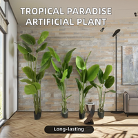 Planta Artificial Nueva de Ave del Paraíso Verde de Gran Venta Árbol de Plátano del Viajero en Maceta de Plástico para Bodas
