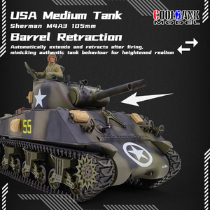 COOLBANK Modèle de char d'assaut <span class=keywords><strong>Sherman</strong></span> M4A3 télécommandé à l'échelle <span class=keywords><strong>1</strong></span>/<span class=keywords><strong>16</strong></span>, pièce de collection / cadeau (modifiable) - Product Image 3