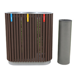 Outdoor Giant Heavy Duty Wooden Classified Garbage Receptacle <strong>Trash</strong> <strong>Can</strong> Airport <strong>Segregate</strong> Recycle Waste Bin Public Dustbin - Product Image 2