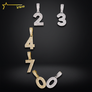 Pendentif Lettre Iced Out en Moissanite, Charme en Argent 925 Plaqué Rhodium, Bijoux Luxira Style Hip-Hop Unisexe - Product Image 4