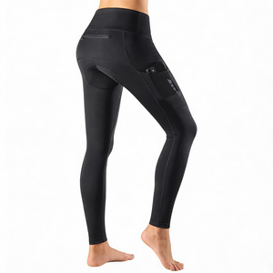 Pantalones de Ciclismo Térmicos de Forro Polar para <span class=keywords><strong>Mujer</strong></span> WOSAWE, Almohadillas de Gel 4D, Pantalones Largos de Bicicleta Cálidos, Pantalones Acolchados Cortavientos para Ciclismo - Product Image 2