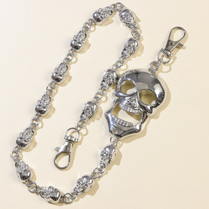 Chaîne de taille squelette en argent tibétain, grand crâne, style punk, accessoire décontracté hip-hop - Product Image 3