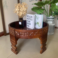 Table basse de rangement moderne personnalisable de style marocain, fabriquée à la main, style rustique, bois massif blanc, meubles de salon
