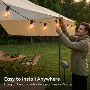 Guirnalda de Luces Solares G40 de 20 pies, Luces Decorativas LED Impermeables para Jardín Exterior, Luces de Navidad con 12+1 Bombillas, Gran Venta - Product Image 6